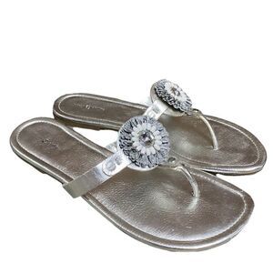 Lindsay Phillips Silver Rosie Switch Flops Flip Flops Size 10